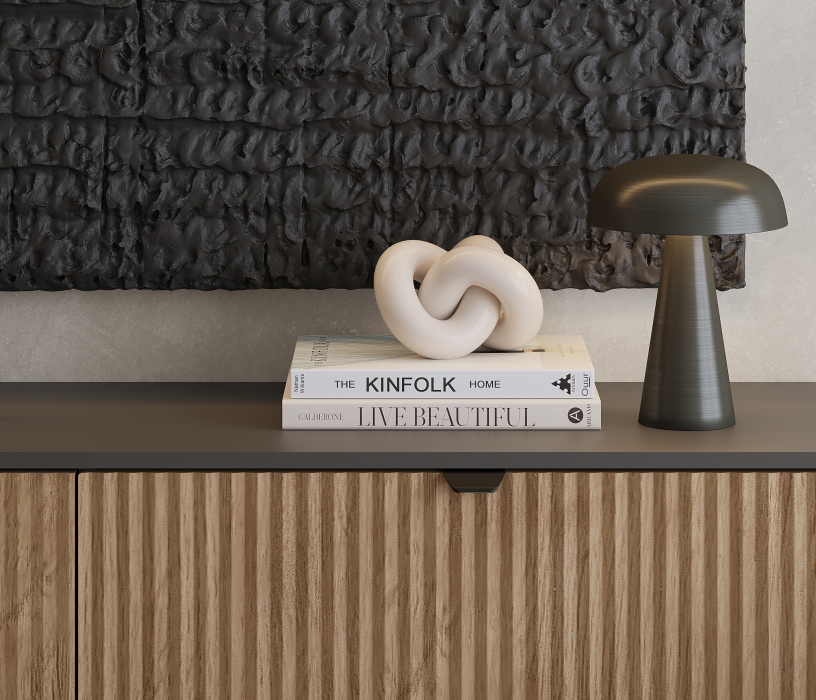 Комоды, Комод Тренд СБ-3447 2 ящика, 1 дверь Диамант серый/МДФ Джаз Акация светлая