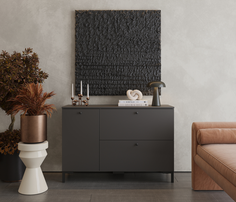 Комоды, Комод Тренд СБ-3447 2 ящика, 1 дверь Диамант серый