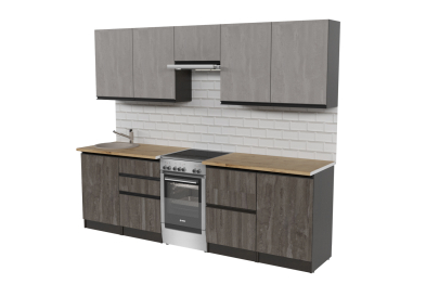 Кухонный гарнитур Симфония мега 2,5 м Бетон светлый/Бетон темный ЛДСП