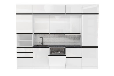 Кухонный гарнитур Лотос экстра 5 3,0 м Белый глянец ЛДСП