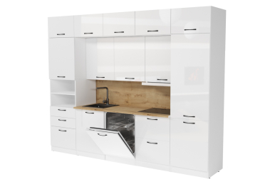 Кухня Жасмин экстра 5 3,0 м Белый глянец ЛДСП