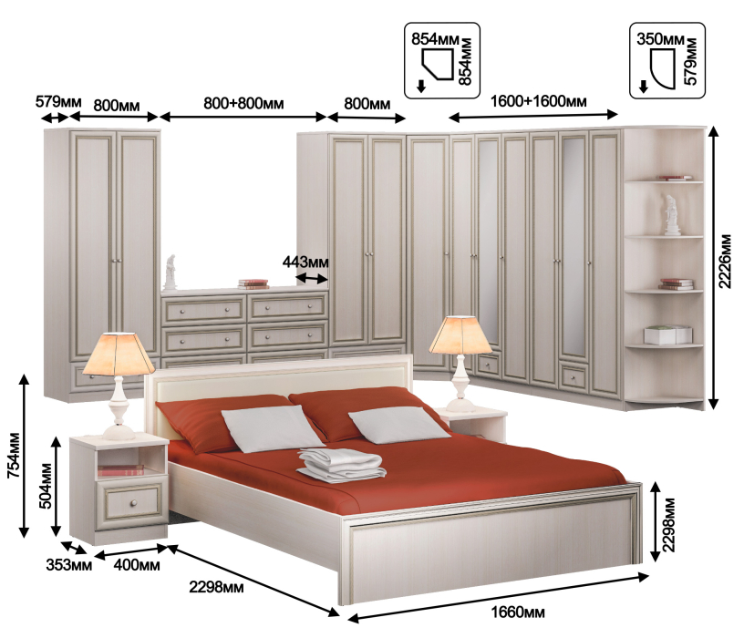 Спальные гарнитуры, Грация Авиньон спальня со шкафами