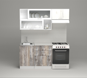 Кухонный гарнитур Инна экстра 1,7 м Пайн Белый/Пайн Экзотик ЛДСП