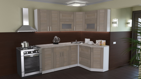 Кухня Лира мега прайм 2,0 х 1,5 м Квадро Шимо светлый ЛДСП