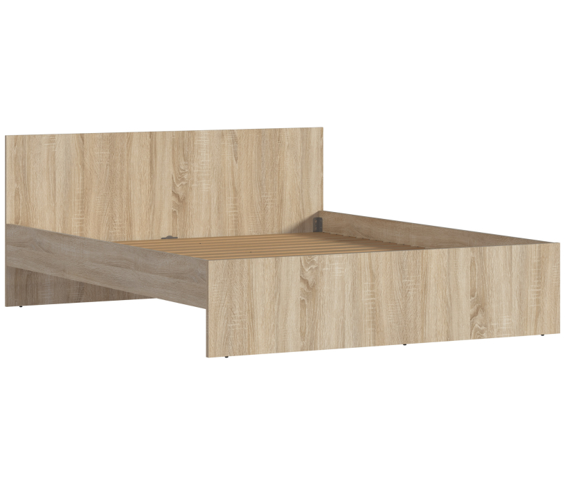 Кровати 160 см, Кровать Мамбо СБ-2679 дуб сонома с основанием и матрасом Эластик 14 160х200
