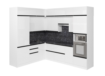 Кухонный гарнитур Лотос гранд прайм 2,1 х 2,7 м Белый глянец ЛДСП