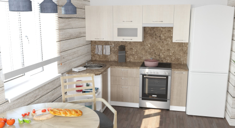 Кухонный гарнитур Ольга прайм 2 1,3 х 2,1 м Латте / Карамель ЛДСП