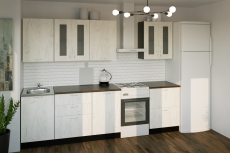 Кухонные гарнитуры, Кухонный гарнитур Лоретта компакт 2,2 м Дуб грей ЛДСП