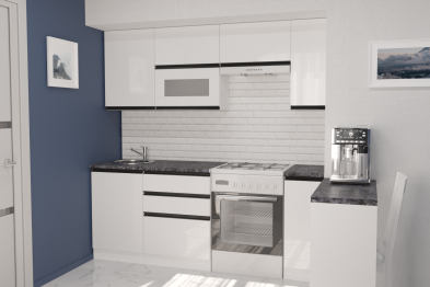 Кухонный гарнитур Лотос ультра 2,0 м Белый глянец ЛДСП