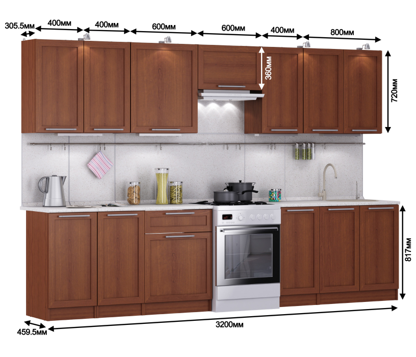 Кухонные гарнитуры, Кухня Квадро Ангелина 320 см.