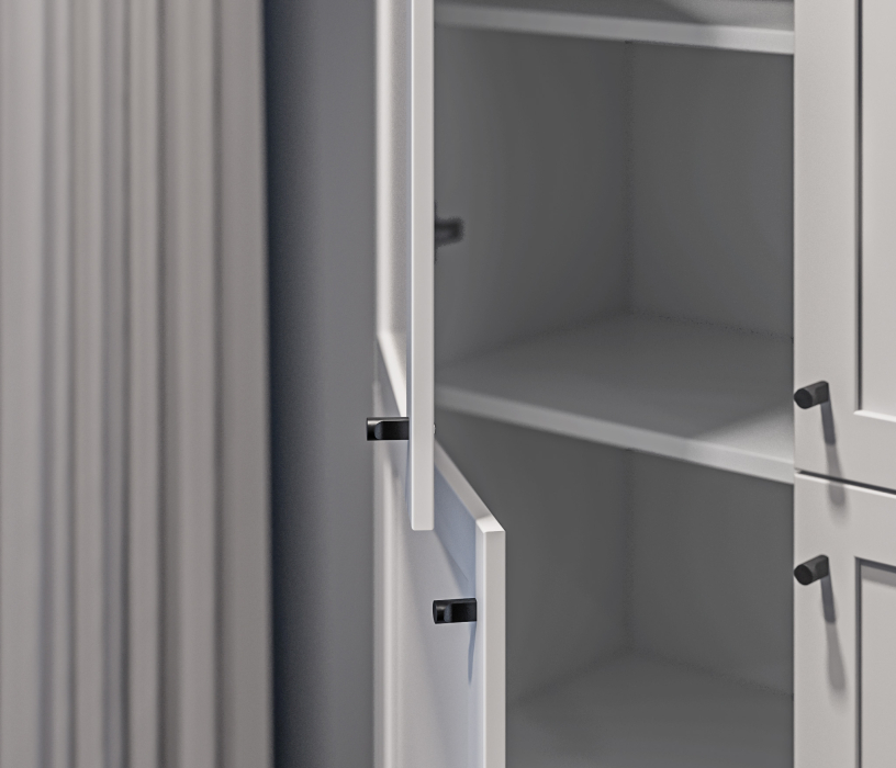 Прямые, Стеллаж Твин СБ-3373 Белый с глухими фасадами