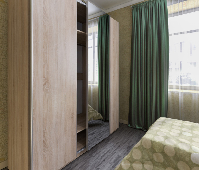 Для девочек, Шкаф-купе (1768) Палермо СБ-2060  с Кито набор Дуб Сонома 2D/Текстиль