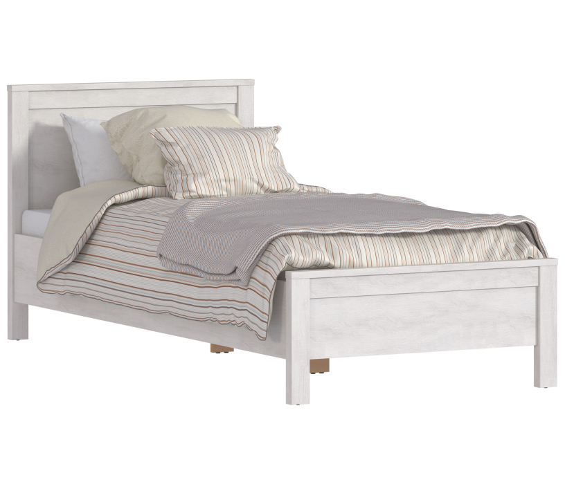 Кровати 90 см, Кровать Прованс СБ-2563 дуб сонома/белый с основанием и матрасом Эластик 14 90х200