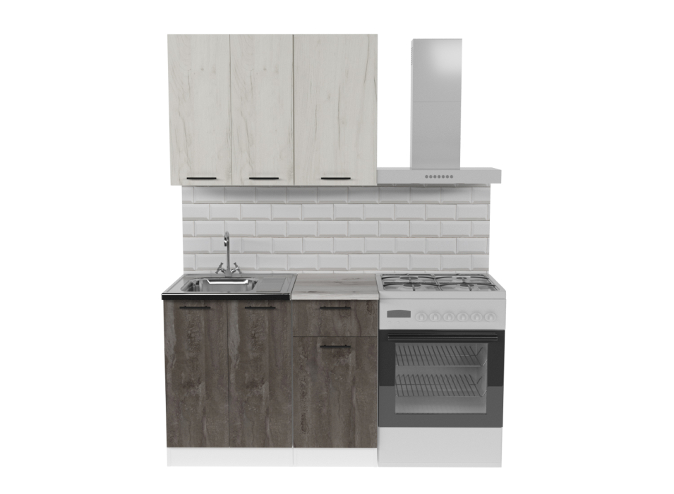 Кухонные гарнитуры, Кухонный гарнитур Сиена мини 1,0 м Дуб грей/Бетон темный ЛДСП