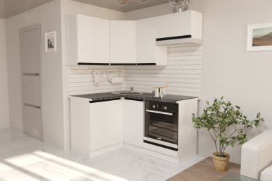 Кухонный гарнитур Лотос мега прайм 1,2 х 1,6 м Белый глянец ЛДСП