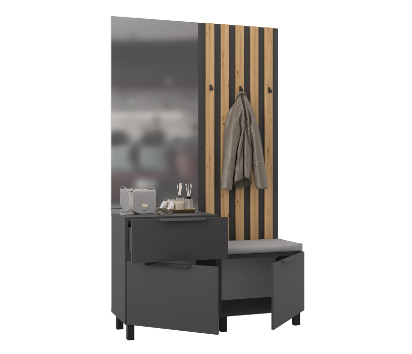 Прихожие, Прихожая Тренд с рейками Диамант серый