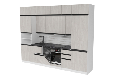 Кухонный гарнитур Сюита люкс 3,0 м Бетон темный ЛДСП