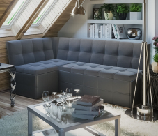 Диваны угловые кухонные, Скамья угловая со спальным местом Домино исп. 2 (велюр/кожзам)