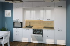 Кухонные гарнитуры, Кухня Жасмин экстра 5 3,0 м Белый глянец ЛДСП