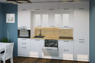 Кухня Жасмин экстра 5 3,0 м Белый глянец ЛДСП