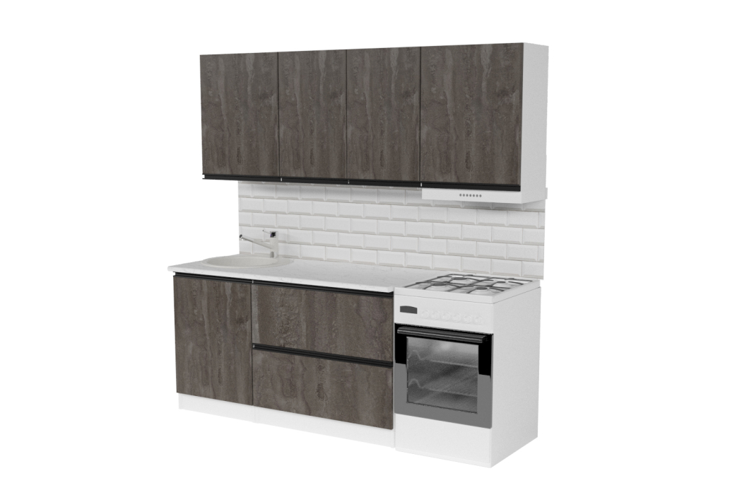 Кухонные гарнитуры, Кухонный гарнитур Ноктюрн макси 1,8 м Бетон темный ЛДСП