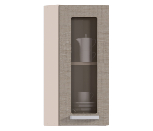 Полка торцевая с витриной Регина Песочный Дуб Сантана Светлый