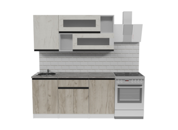 Кухонный гарнитур Паола стандарт 1,6 м Дуб грей/Дуб Браун ЛДСП