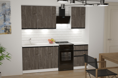 Кухонный гарнитур Ноктюрн стандарт 1,6 м Бетон темный ЛДСП
