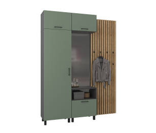 Прихожая Тренд с рейками Диамант серый/Белла Камыш