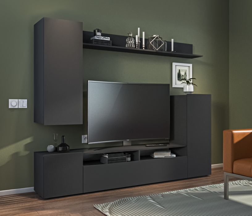 Стенки для гостиной, Стенка Медея СБ-3389 Диамант серый