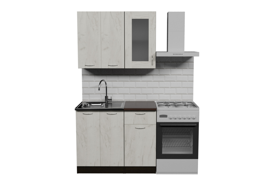 Кухонные гарнитуры, Кухонный гарнитур Лоретта мини 1,0 м Дуб грей ЛДСП