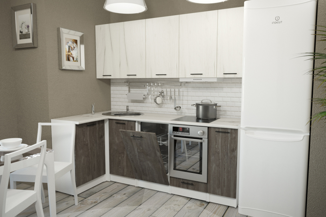 Кухонные гарнитуры, Кухонный гарнитур Сиена прайм 0,4 х 1,1 х 2,0 м Дуб грей/Бетон темный ЛДСП