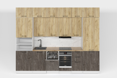 Кухонный гарнитур Сапфир 3,0 м Дуб золотой / Бетон темный ЛДСП