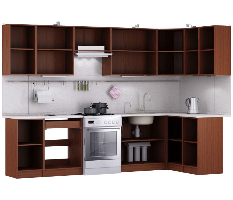 Кухонные гарнитуры, Кухня Квадро Ангелина угловая 300*140 см.