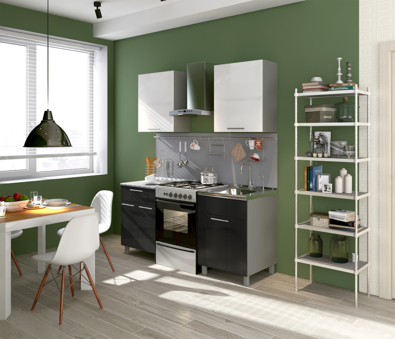 Кухонные гарнитуры, Анна Черный Металлик L-1800