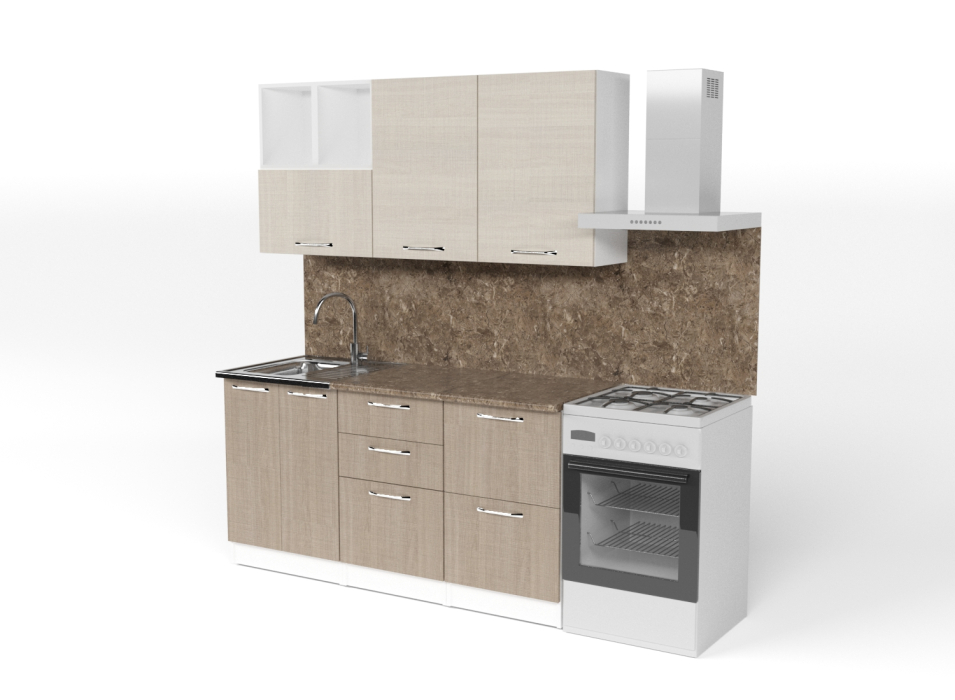 Кухонные гарнитуры, Кухонный гарнитур Ольга стандарт 4 1,6 м Латте / Карамель ЛДСП