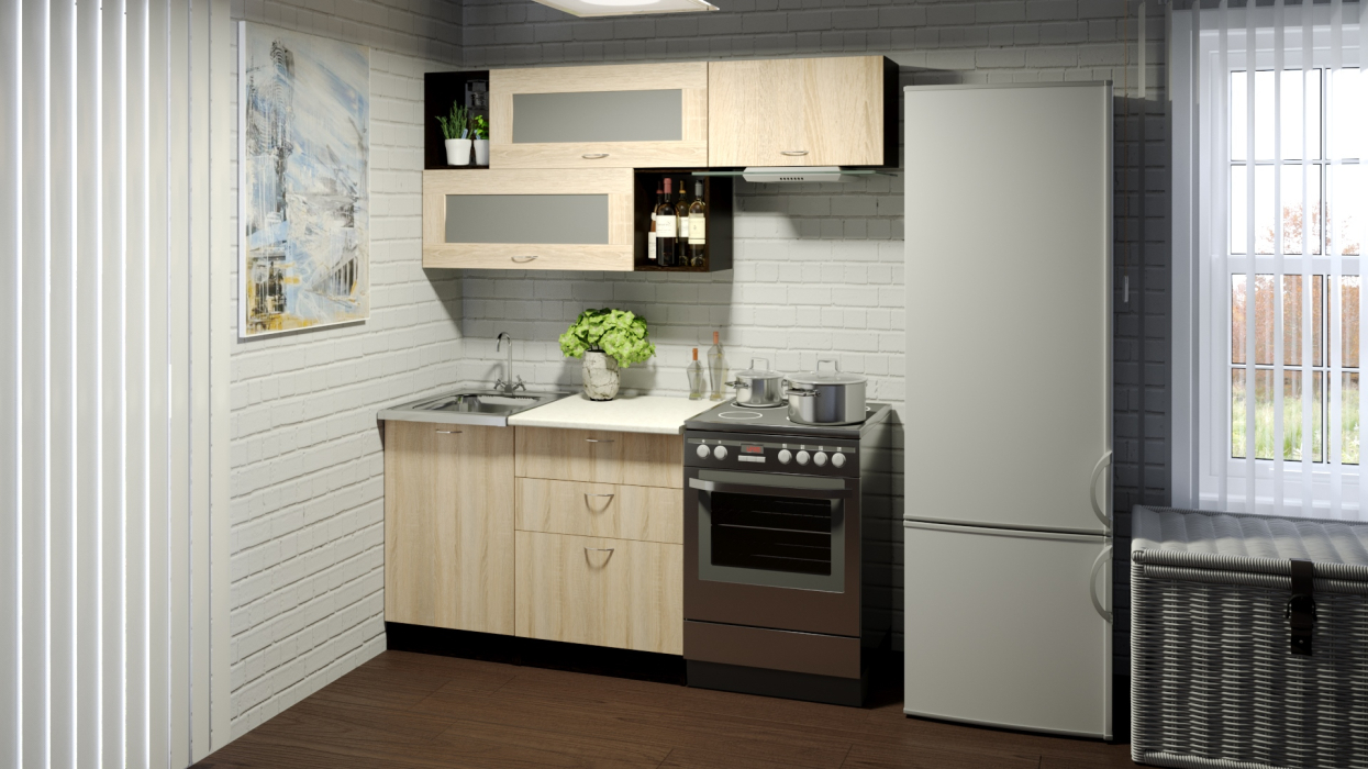 Кухонные гарнитуры, Кухонный гарнитур Симона экстра 1,7 м Дуб Сонома ЛДСП