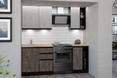 Кухонные гарнитуры, Кухонный гарнитур Симфония медиум 1,4 м Бетон светлый/Бетон темный ЛДСП