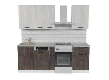 Кухонный гарнитур Сиена стандарт 1,6 м Дуб грей/Бетон темный ЛДСП