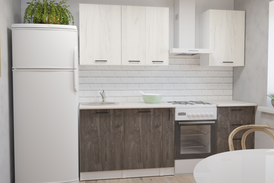 Кухонные гарнитуры, Кухонный гарнитур Сиена стандарт 1,6 м Дуб грей/Бетон темный ЛДСП