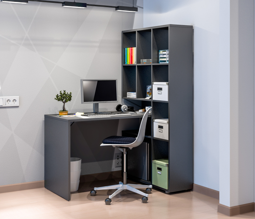 Открытые, Стеллаж со столом Техно СБ-2303.Н Диамант серый