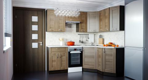 Кухонный гарнитур Кира мега оптима 2,1 х 1,5 м Квадро Шимо темный ЛДСП