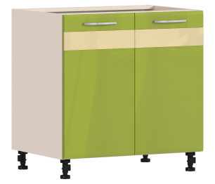 Регина РС-80 Стол с двумя фасадами Песочный/Оливковый глянец