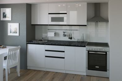 Кухонный гарнитур Лотос макси 2 1,8 м Белый глянец ЛДСП