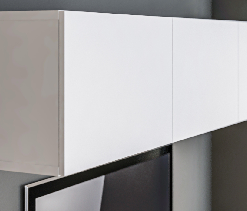 Стенки для гостиной, Гостиная (стенка) на ножках Тренд Белый / ЛДСП Белла Белый Альпийский