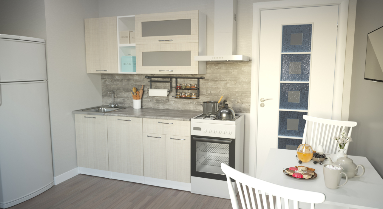 Кухонные гарнитуры, Кухонный гарнитур Лариса стандарт 3 1,6 м Латте ЛДСП