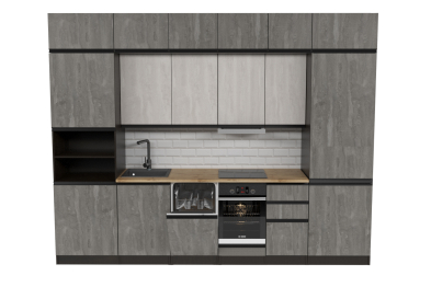 Кухонный гарнитур  Симфония люкс 3,0 м Бетон светлый/Бетон темный ЛДСП