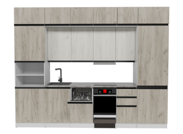 Кухонный гарнитур Паола люкс 3,0 м Дуб грей/Дуб Браун ЛДСП