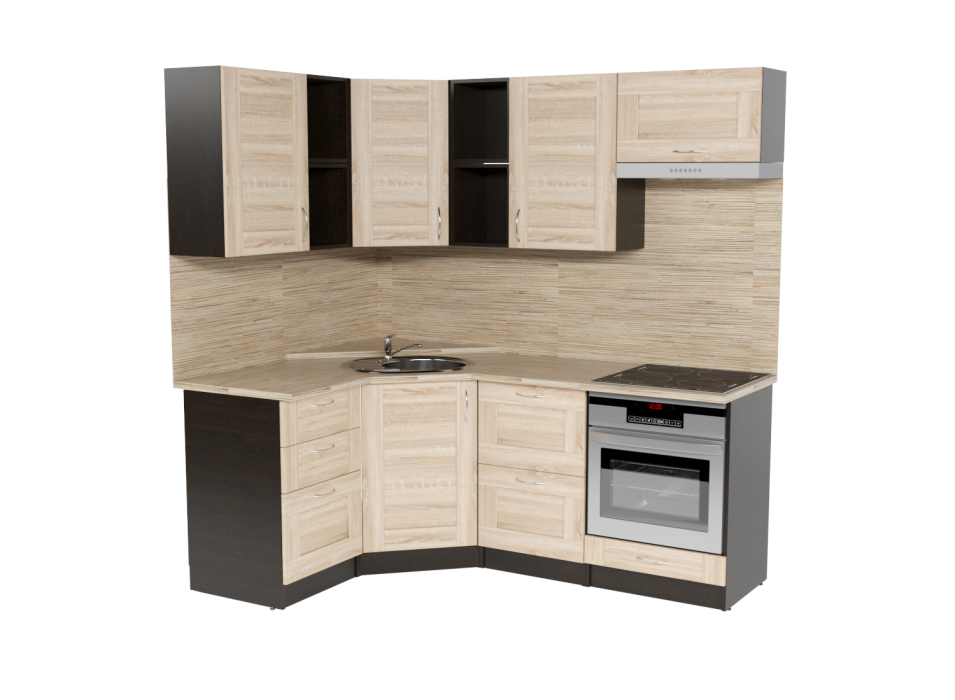 Кухонные гарнитуры, Кухонный гарнитурТомилла оптима 4 1,4 х 2,0 м Квадро Дуб Сонома ЛДСП