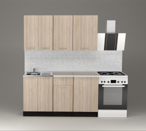 Кухонный гарнитур Светлана нормал 1,5 м Ясень Шимо Светлый ЛДСП